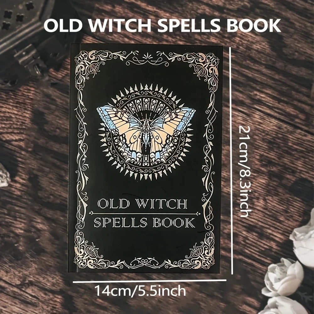 [Vintage | Witch] Vintage 1pc Old Witch Spells Book, Intricate Black & Golden Design with Butterfly Motif | Ideal for Birthday