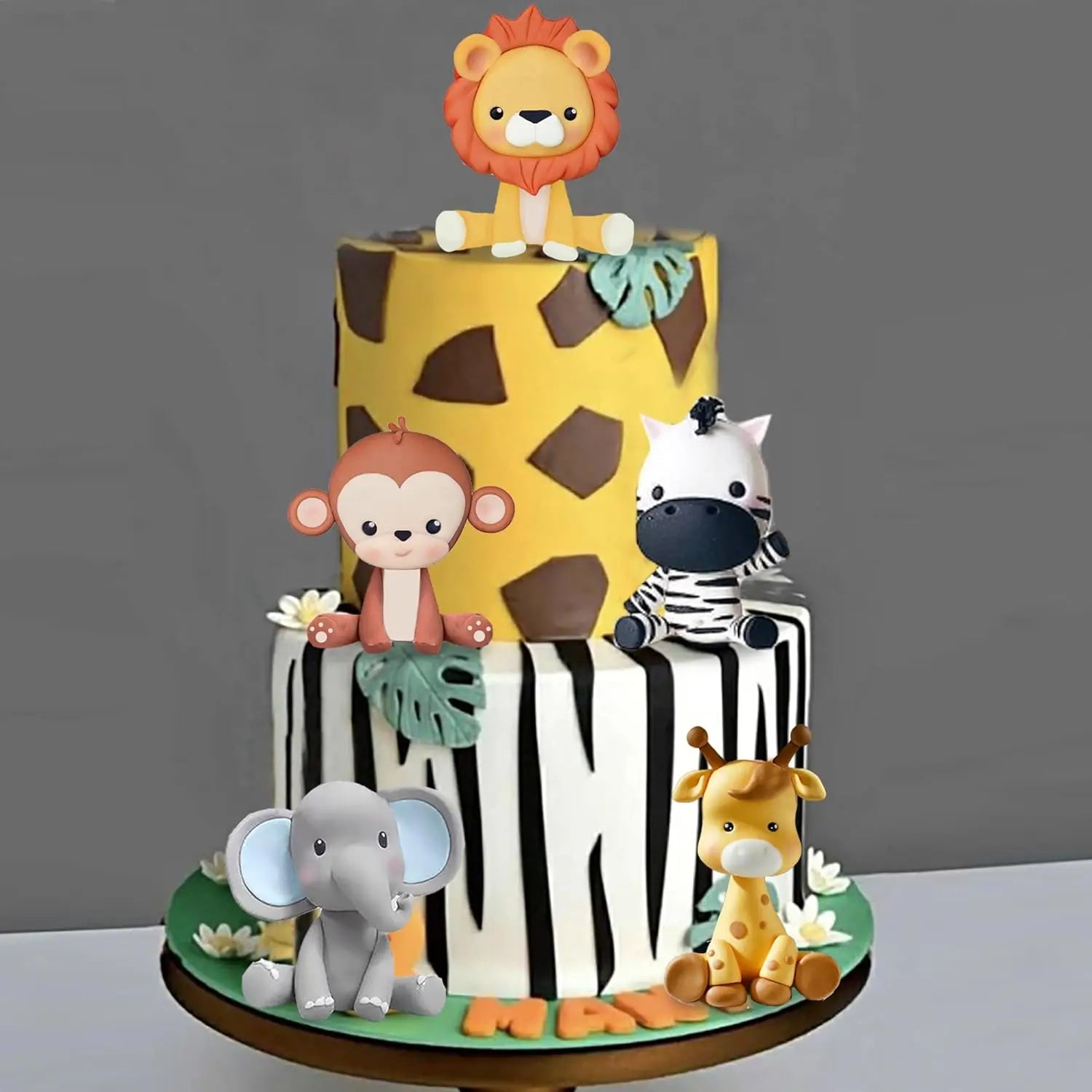 Animals Cake Topper Jungle Safari Birthday Cake Decorations Lion Monkey Elephant Zebra Giraffe Cake Toppers Wild Birthday Decor