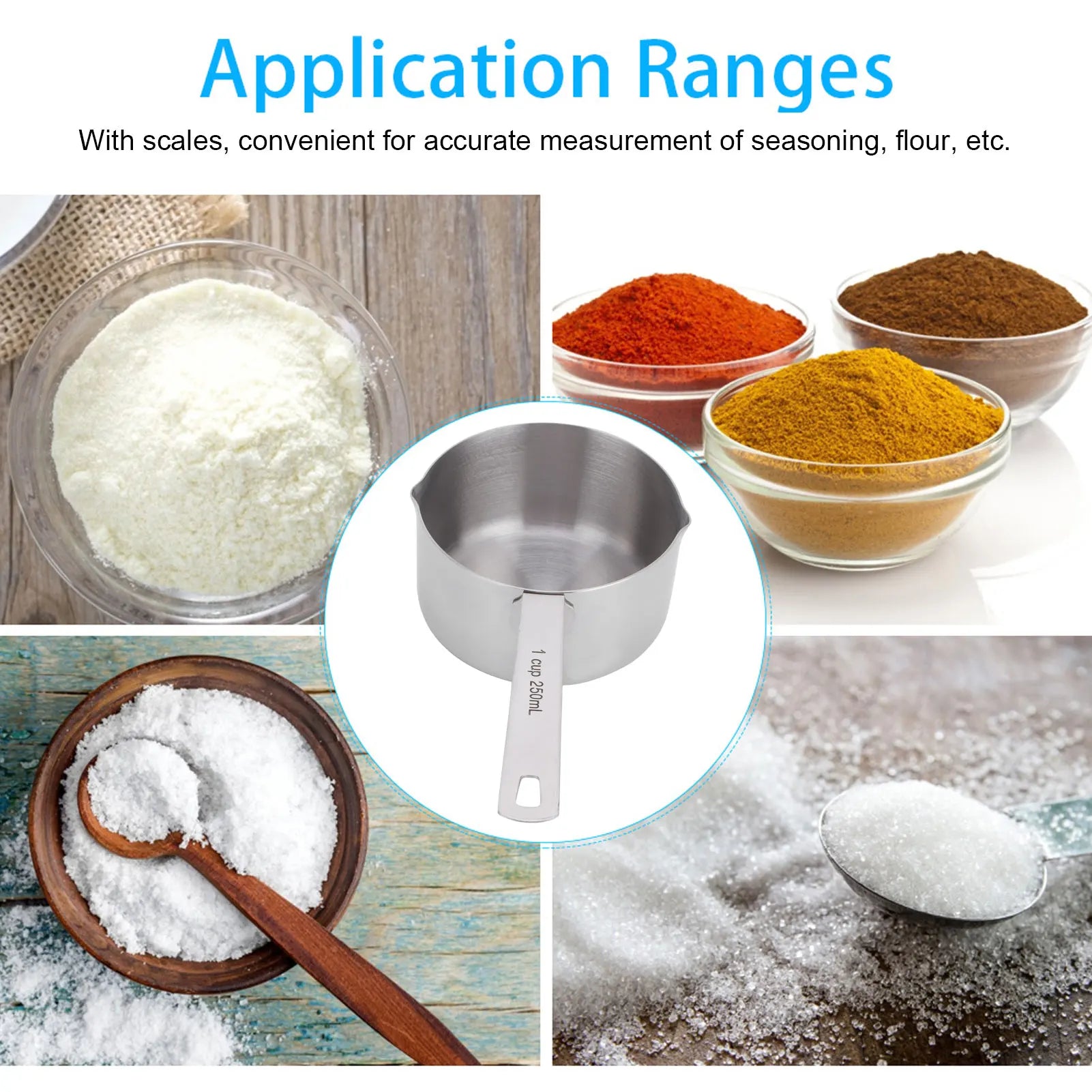 Baking Measuring Spoon 304 Stainless Steel Measuring Cup Scoop with Scales Kitchen Supplies Baking Measuring Spoon Measuring Cup