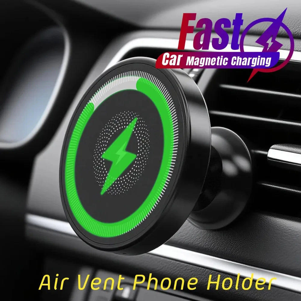 Car Magnetic Wireless Charger Air Vent Phone Holder Stand For Magsafe iPhone 17 16 15 14 13 12 Pro Max Air Outlet Fast Charging