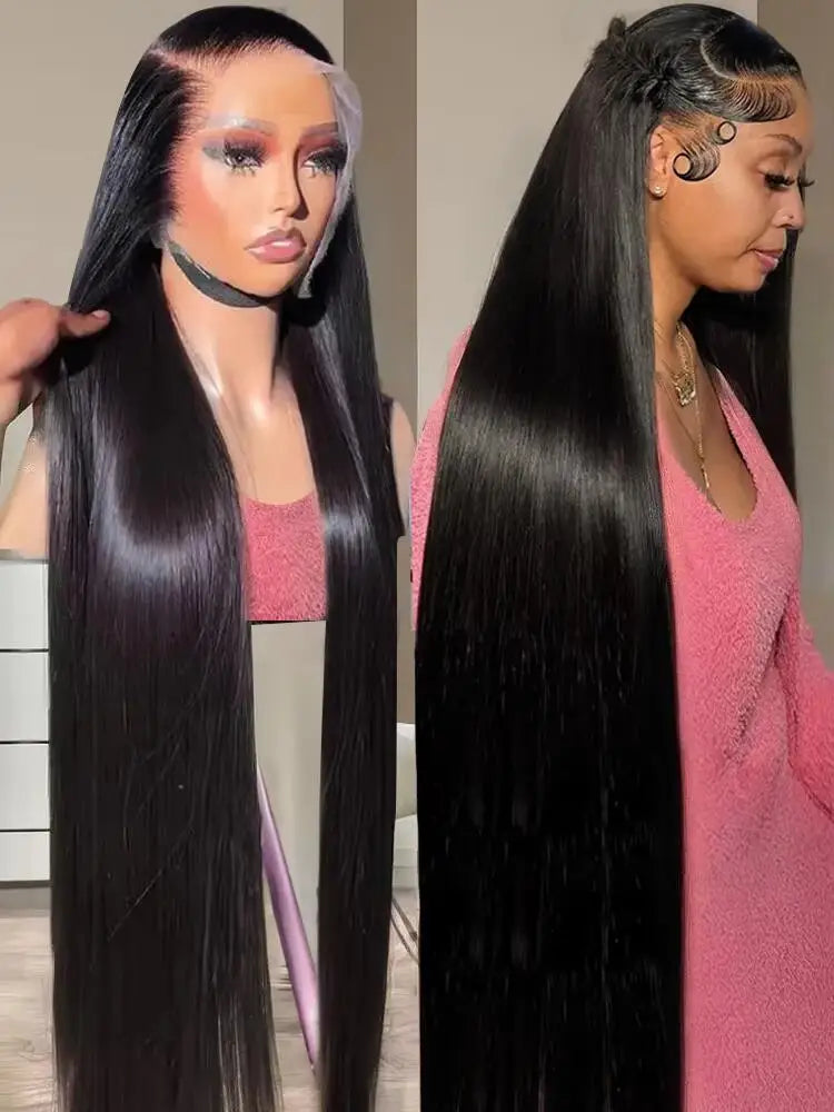Long Bone Straight Human Hair Lace Front Wig