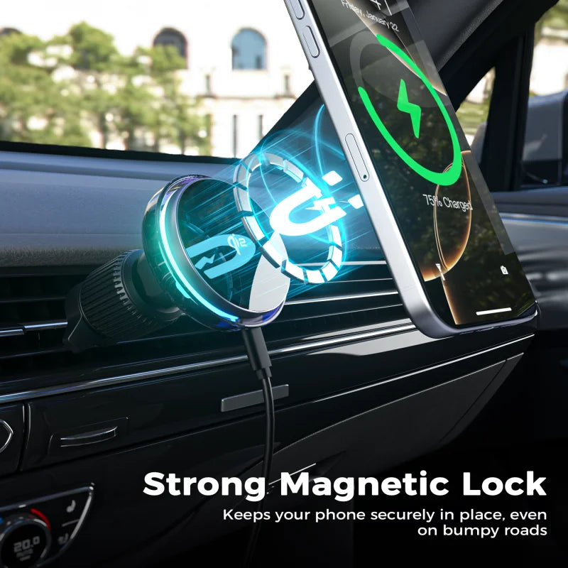 2025 New QI2 15W Magnetic Car Wireless Charger Bracket Flexible Electric Phone Fan Cooler