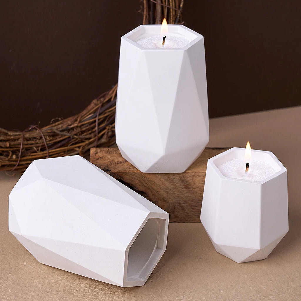Geometric Hexagonal Jar Silicone Mold DIY Plaster Concrete Casting Pen Holder Vase Jewelry Storage Mold Craft Making Home Decor