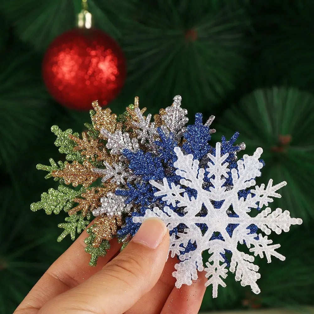 12PCS 7.5cm Hot Hanging pendant DIY Craft Charming Glitter Snowflake Party Ornaments Christmas Tree Decor Festival Decoration