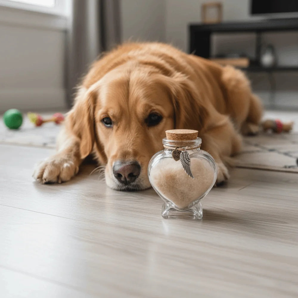 Heart-Shaped Pet Hair Storage Bottle Glass Corked Lid Cat Funeral Urn Transparent Pet Fur Keepsake Jar Pet Cremation