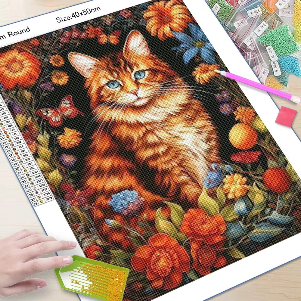 5D Diamond Mosaic Cat Animal New Product Full Square/Round Diamond Painting Sunflower Embroidery DIY Handmade Gift