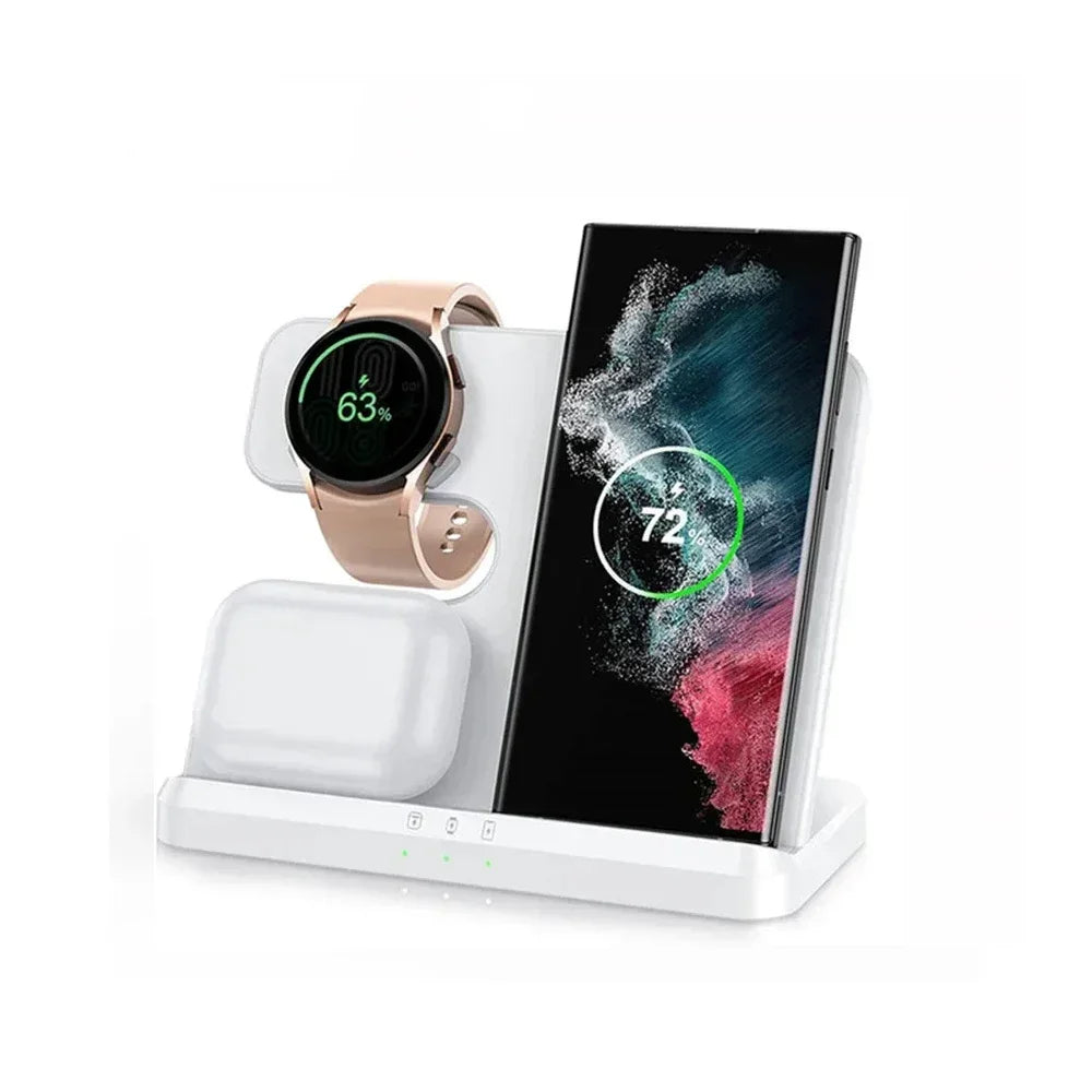 3 in 1 Wireless Charger Stand For Samsung S24 S23 S22 Ultra Note Galaxy Watch 7 6 Active Buds3/2 Pro Fast Charging Dock Station