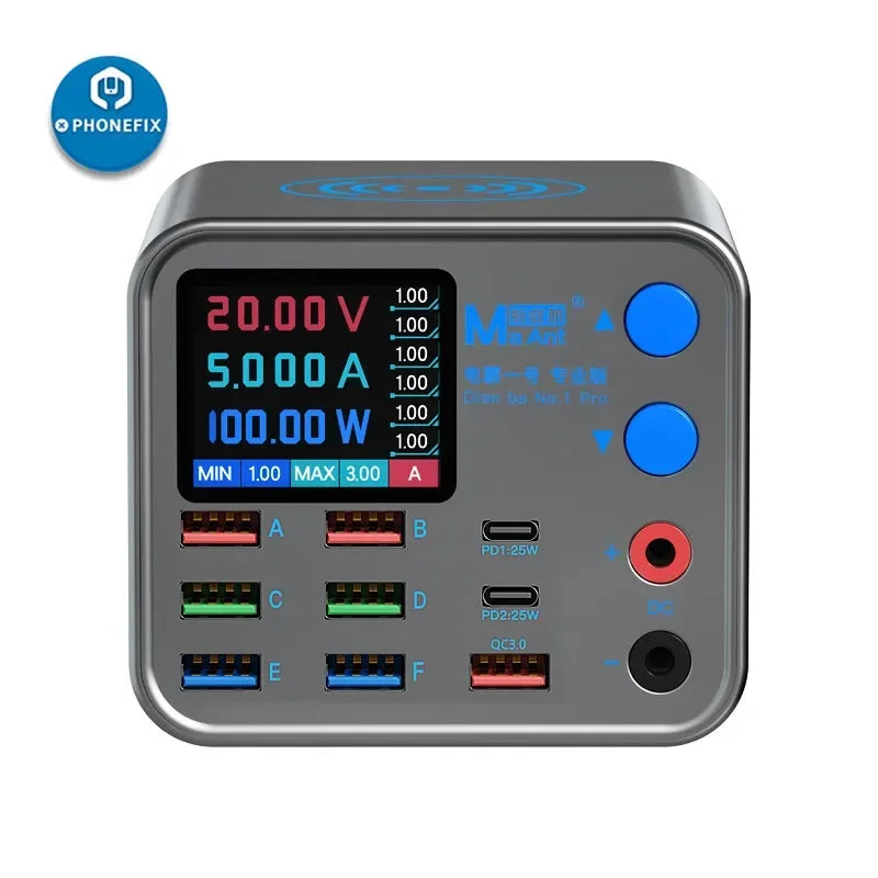 Multi-function Dianba NO.1 Pro 200W 20V 5A PD QC3.0 Fast Wireless Charger 8 Port USB Type C Mobile Phone Charger Desktop Hub