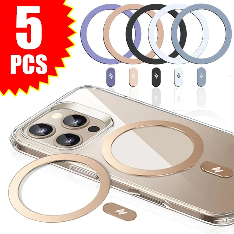 5-1PCS for Magsafe Self Adhesive Metal Plate Ring Universal for Magsafe Magnetic Wireless Charger Iron Sheet Sticker for IPhone