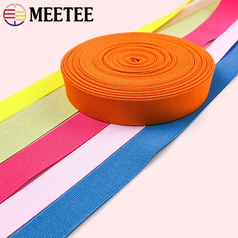 10M 20-50mm Nylon Rubber Bands Sewing Belt Sling 1.2mm Thick Elastic Band Garment Decoration Stretch Ribbon Tape DIY Accessories