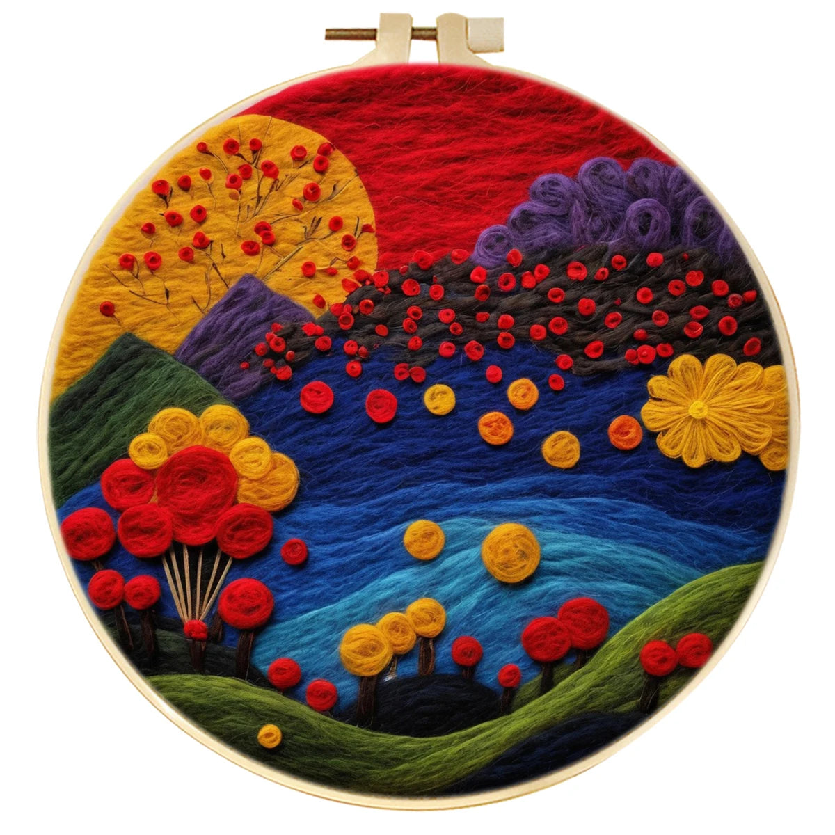 CHENISTORY the Spring Festival Wool Felting Painting Painting With Frame Kit For Beginner Handmade Felt Needles, Foam Pad,Cloth