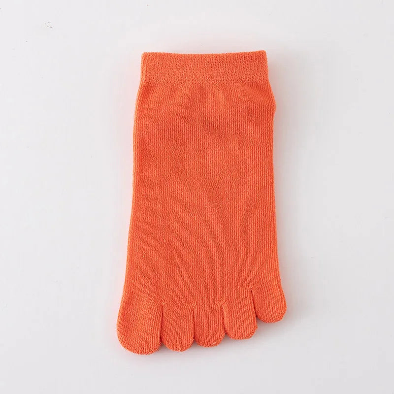 Spring Summer Women's Candy Color Ankle Socks Sweat absorption Breathable Cotton Split Toe Socks 5 Toes Short Five Finger Socks