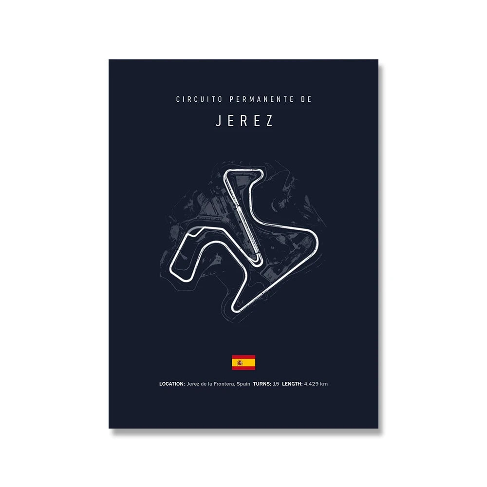 F1 Circuit Poster Inpu Island Jerez Catalonia Sepang International Circus Circuit Canvas Painting Wall Picture Artist Home Decor
