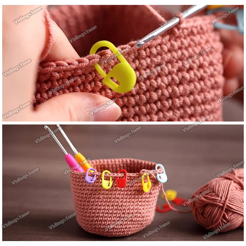 100pcs Mix Colors Knitting Stitch Markers Plastic Resin Small Needle Clip Crochet Locking Sewing Tools DIY Craft