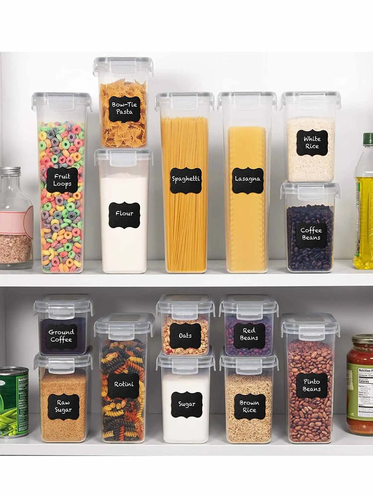 Airtight Food Storage Containers with Labels for Flour Grains