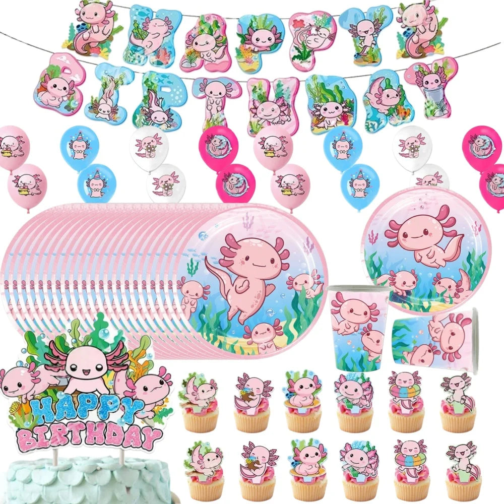 Cartoon Axolotl Themed Party Decoration Supplies Party Decorations Pink