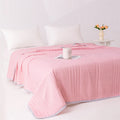 Solid Color Cooling Summer Blanket Soft Skin Friendly Breathable Thin Quilt Lightweight Washable King Air Conditioner Comforter