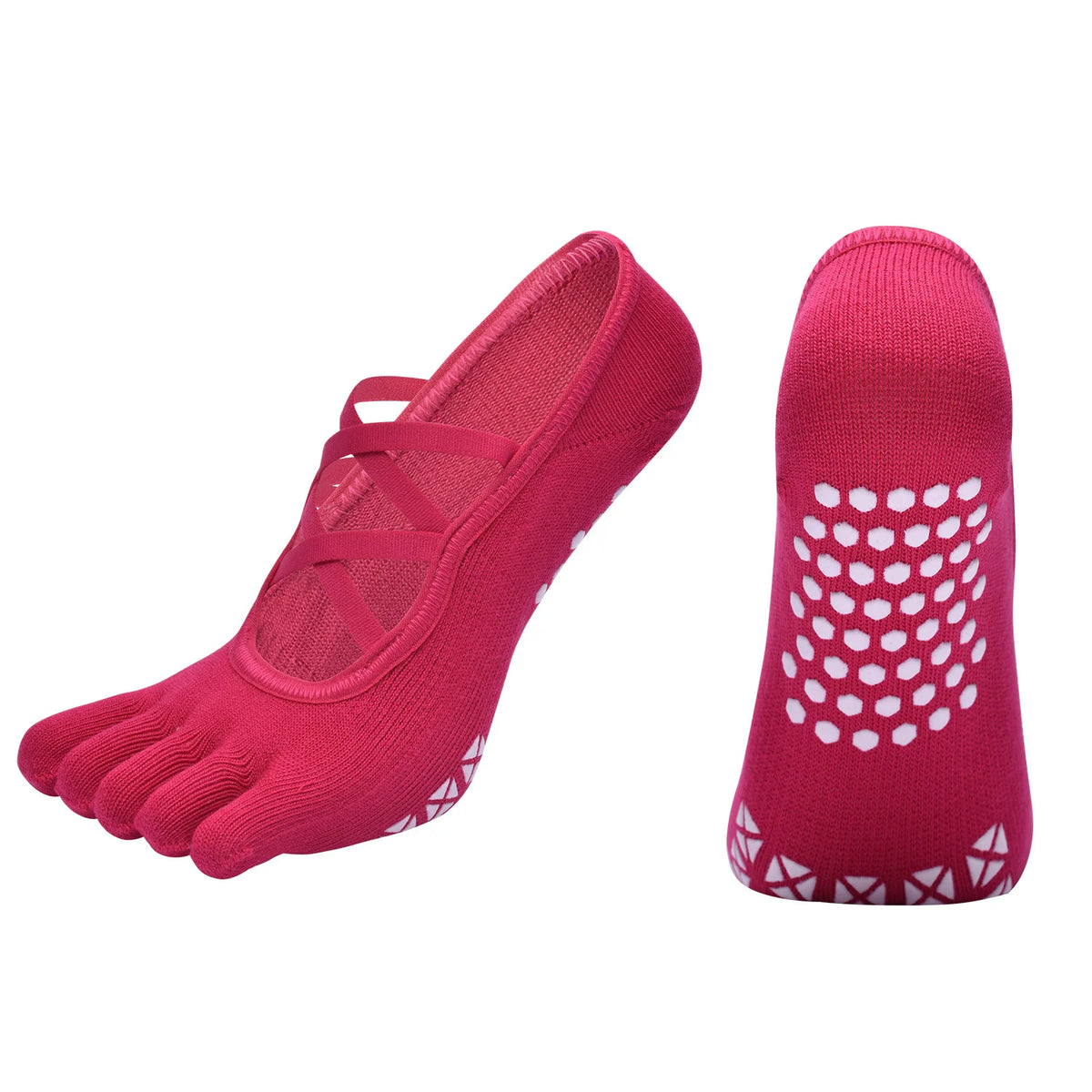 Women Bandage Breathable Pilates Socks Ladies Anti-slip Cotton Backless Sock Five Toes Ballet Dance Fitness Workout Sports Socks