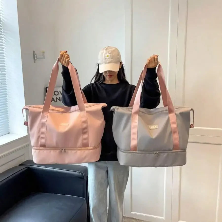 Large Capacity Travel Tote Bag with Shoe Compartment