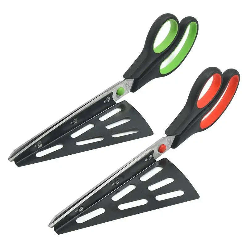 Detachable Pizza Scissors Knife With Protective Server Stainless Steel Pizza Cutter Slicer Scallion Cutter Kitchen Accessories