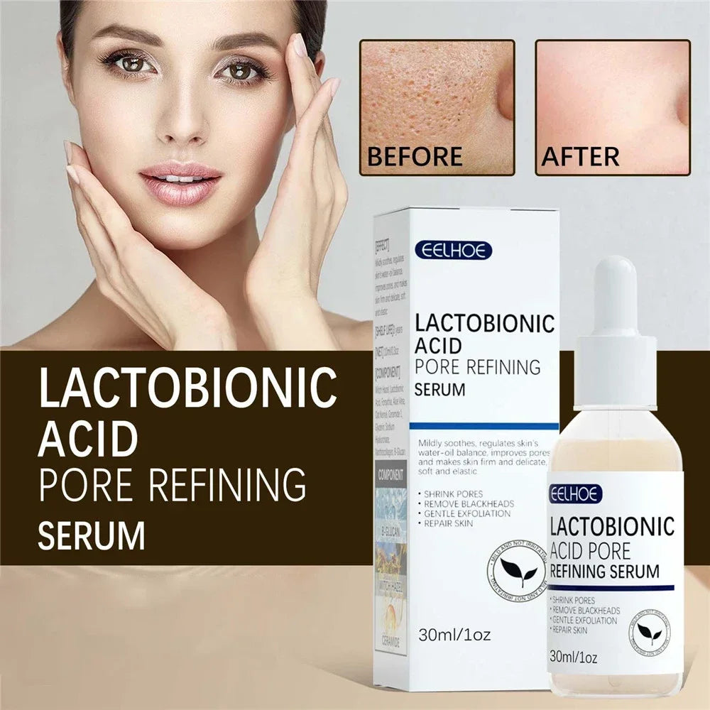 EELHOE Lactobionic Acid Pore Shrink Face Serum Skin Repair Clean Blackheads Acne Skin Care Lasting Moisturizing Korean Cosmetic