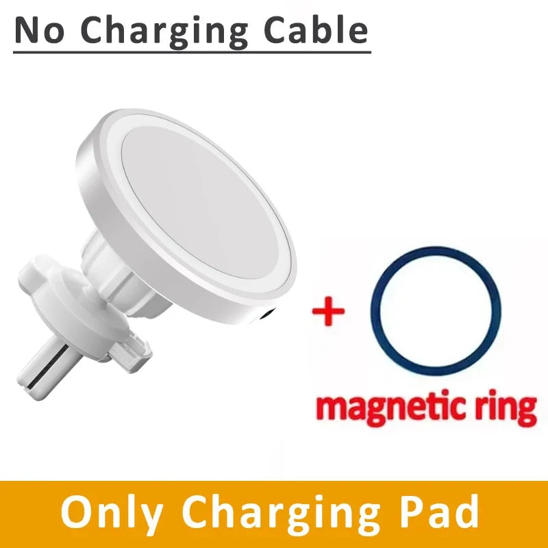 Magnetic Car Wireless Charger Air Vent Clip Phone Holder & Ring For Magsafe iPhone 17 16 15 14 13 12 Pro Max Fast Charging Stand