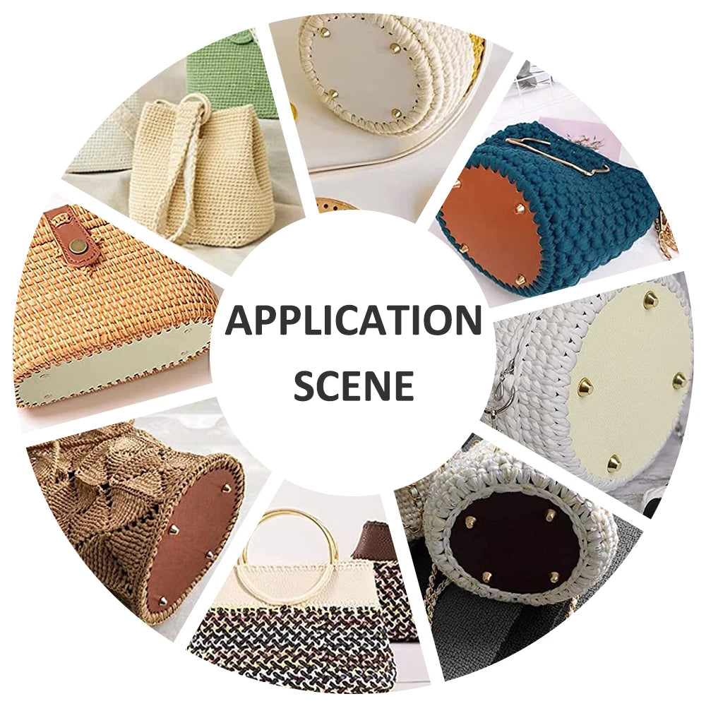 QJH 1 Pcs PU Leather Oval/Round Long Knitting Crochet Bags Bottom for Thick Yarn DIY Weaving Supplies Home Decor Purse Making