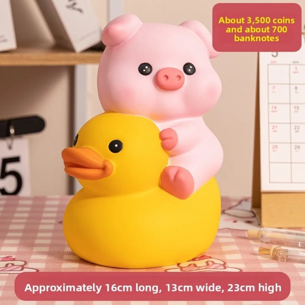 Decorative Vinyl Pig Vinyl Piggy Bank Animal Pig Duck Riding Pig Money Jar Good Luck Fall Protection Coin Saving Box Home