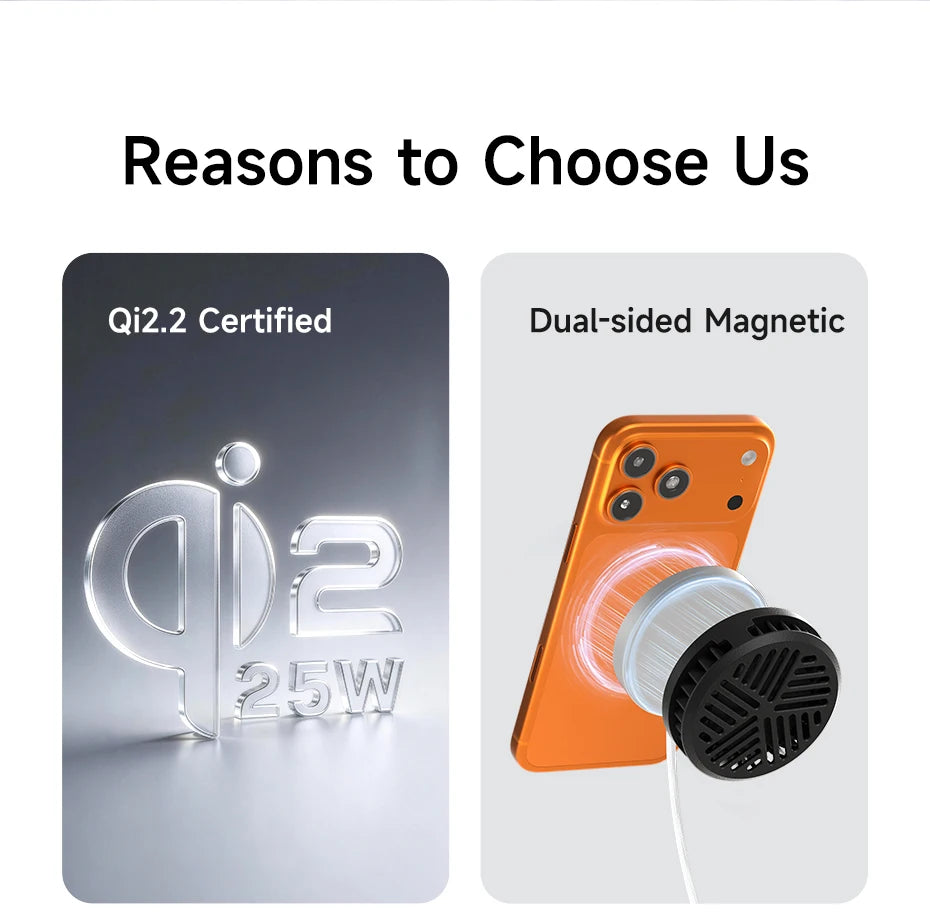 Hagibis Qi2.2 Magnetic Wireless Charger Dual-sided Magnetic 25W Fast Charging Pad for MagSafe iPhone 17/16/15/14 Pro Airpods Car