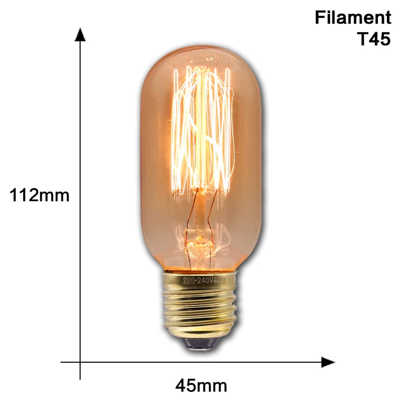 Retro Edison Light Bulb E27 40W 220V 110V Bedroom Industrial Loft Vintage Bulb For Home Decor Filament incandescent Edison Lamp