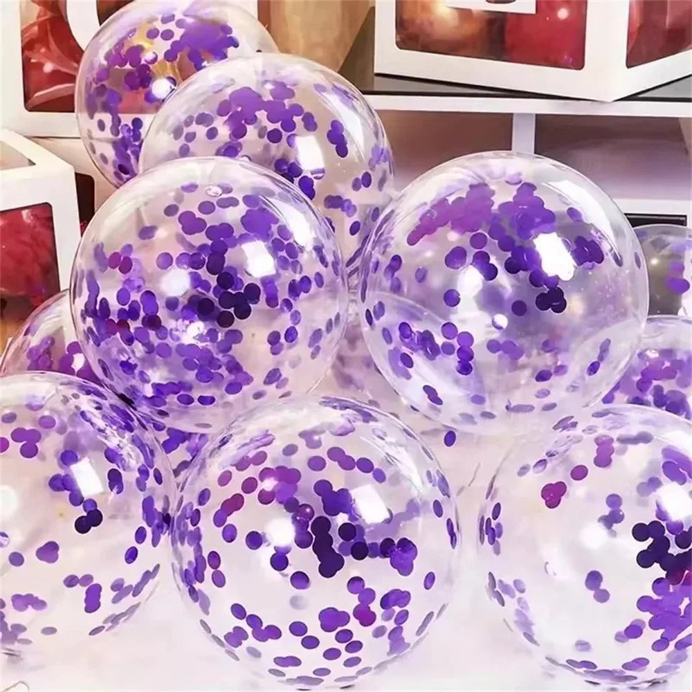 Macaron Pink Purple Metallic Confetti Balloons Set - Wedding