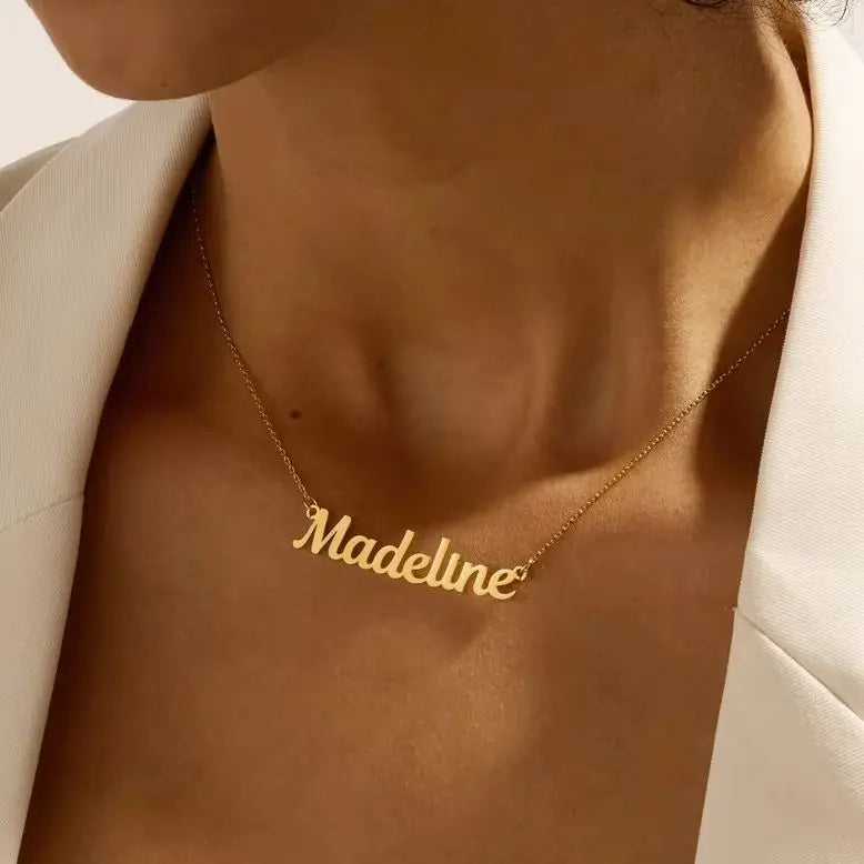 Custom Name Necklace for Women Personalised Cursive Letter Pendant