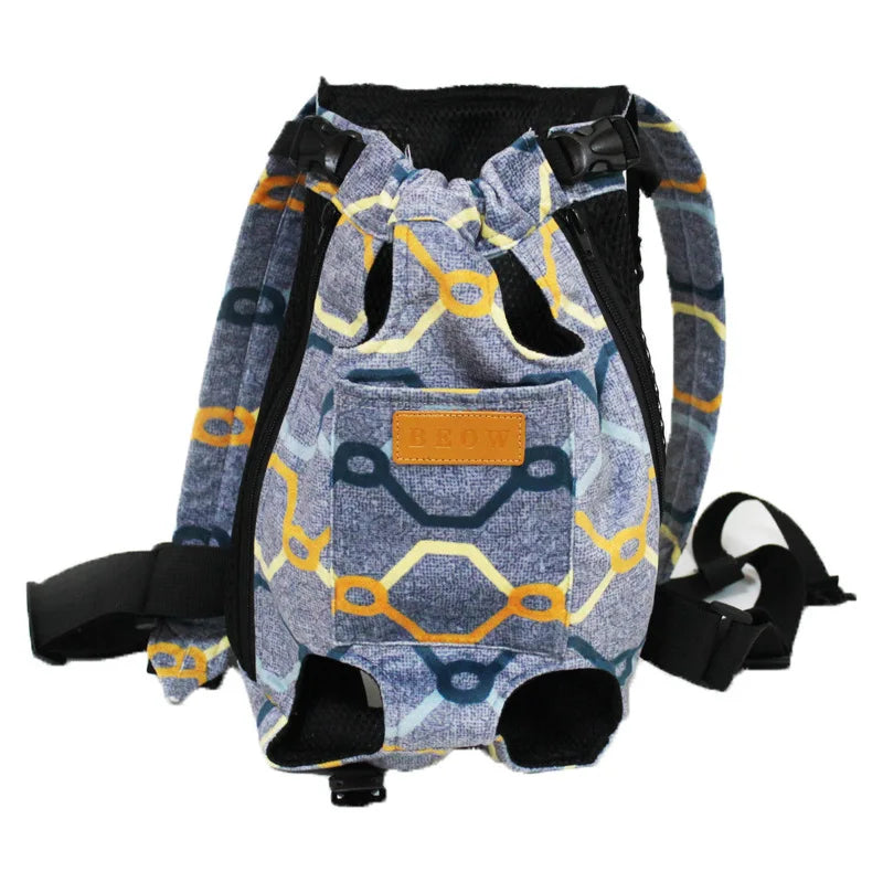 Canvas Pet Backpack Carrier For Small Medium Dog French Bulldog Chihuahua Outdoor Travel Shoulder Front Back Chest Cat Carrying