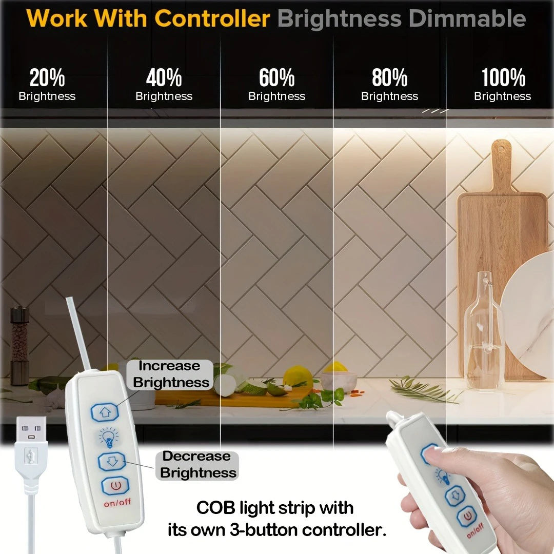 USB COB LED Strip with 3-Key Dimmer