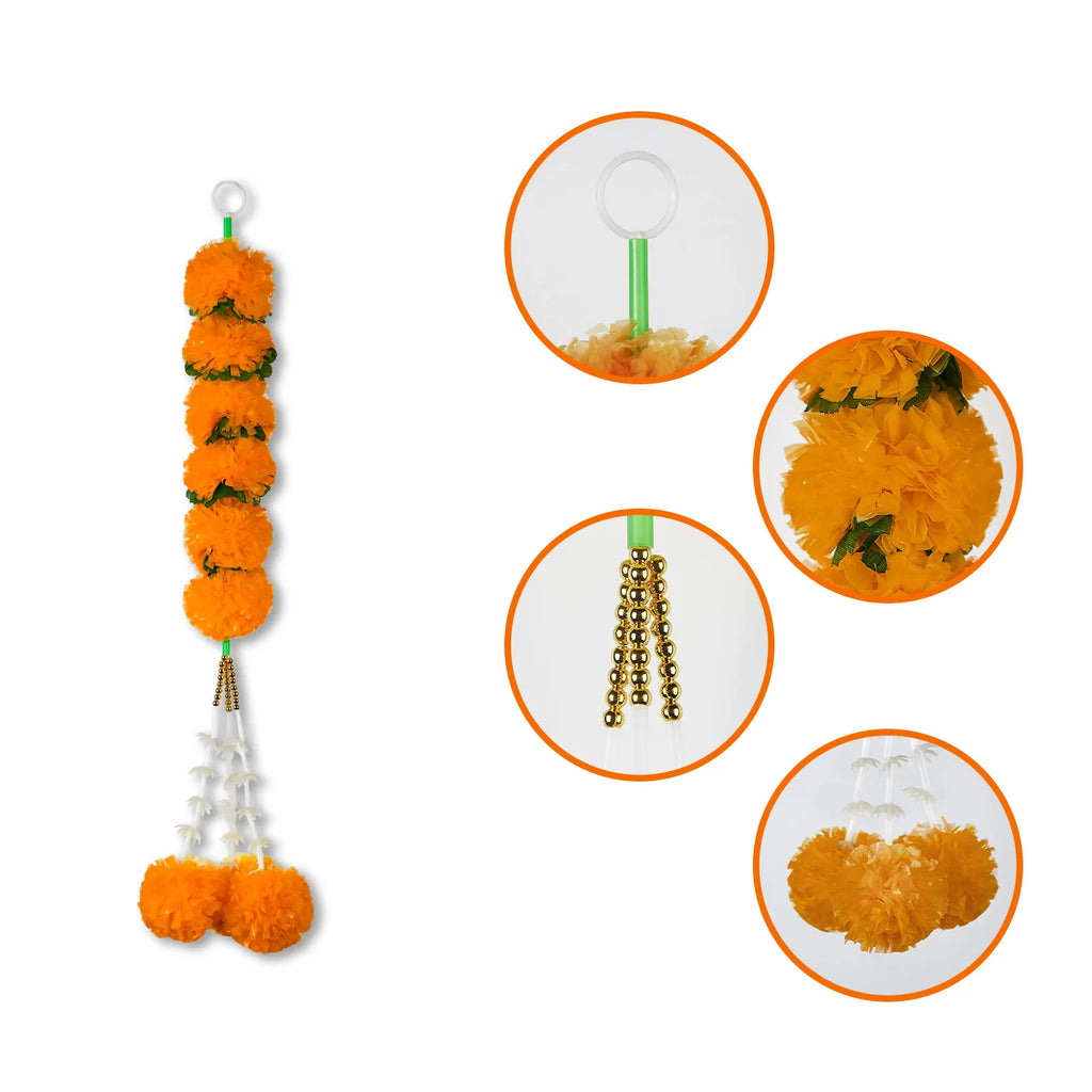 Marigold Flower Halloween Garland Mexican Day Of The Dead Party Decor Plastic Artificial Flowers Indian Diwali Festival Wreath