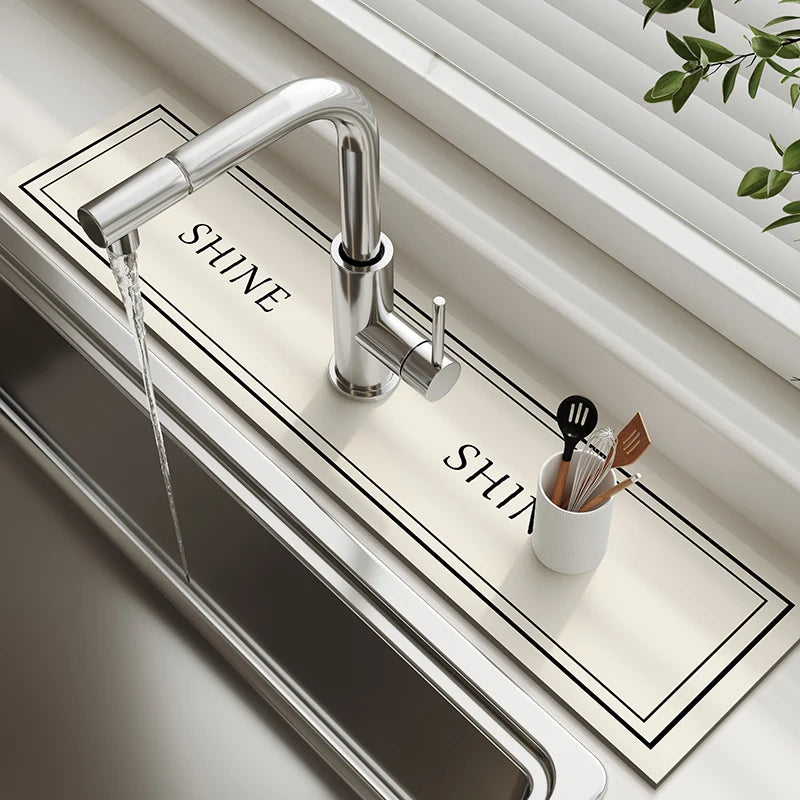 Kitchen Sink Faucet Mat Absorbent Faucet Splash Guard Drain Pad Bathroom Countertop Protector Diatomite Faucet Rug Washable