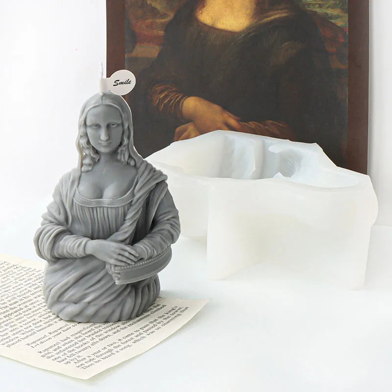 DIY Smiling Mona Lisa Candle Silicone Mold Art Abstract Female Bust Sculpture Gypsum Candle Making Resin Mould Craft Home Decor