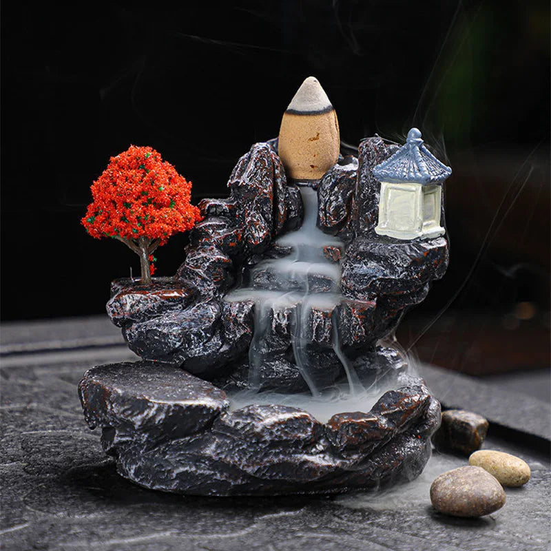 Backflow Incense Holder Waterfall Incense Burner Home Decor Aromatherapy Ornament Incense Cones with Backflow Incense Cones