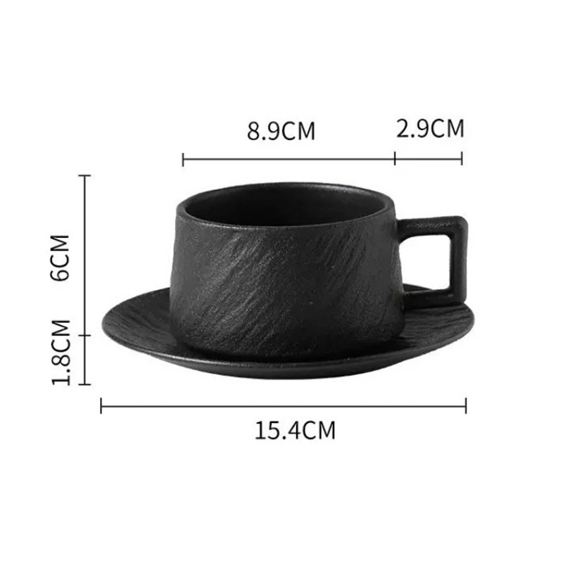 250ML Japanese Style Rock Sand Ceramic Coffee Cup Set Exquisite Afternoon Flower Tea Mug Hotel High-end Restaurant Coffee Cup
