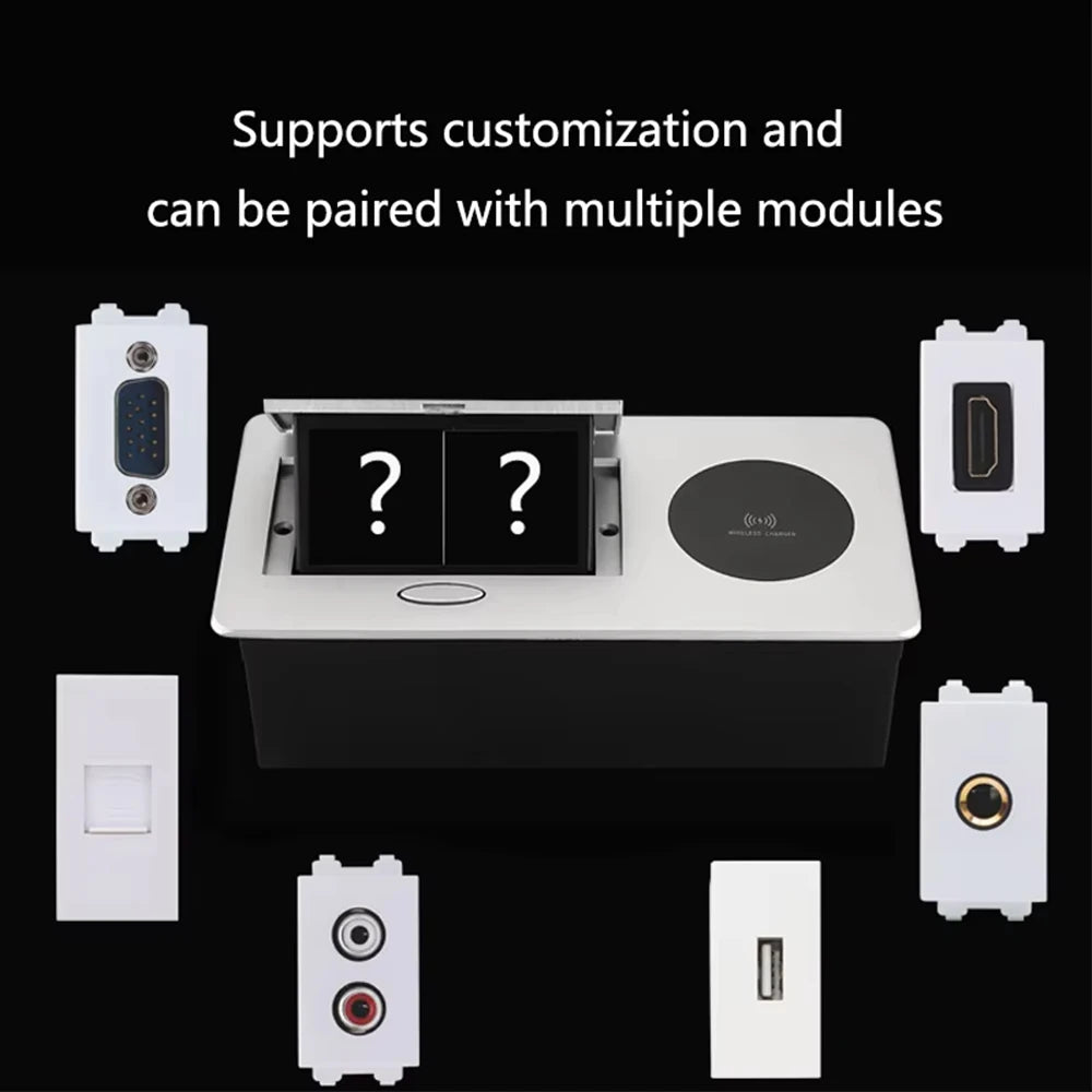 Sockets DIY Wireless Desktop UK FR EU Pop Up Hidden Table Socket With Wireless Charger USB TypeC Ports Table Sockets RJ45