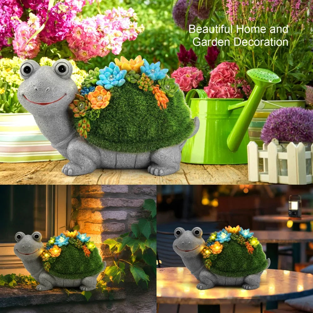 Solar Garden Turtle/elephant/dragon Can Statue Light Garden Statue