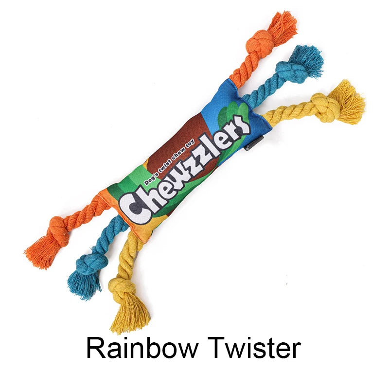 Pet Dog Rainbow Twist Candy Toy Dog Molar Teeth Resistant Bite Making Sound Pet Supplies candy for small, medium and large dogs