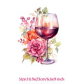 Interesting watercolor wine Glass flower Heat Transfer On Children's clothing dtf transfers ready to press iron on heat transfer