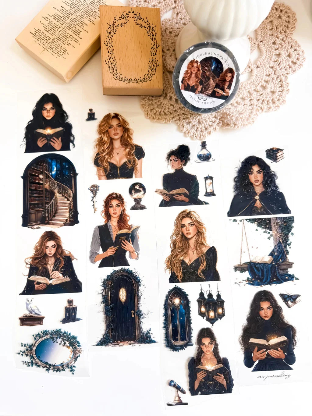 Ma. Journaling Dark style Night Halloween washi masking pet Tape European and American Girls,