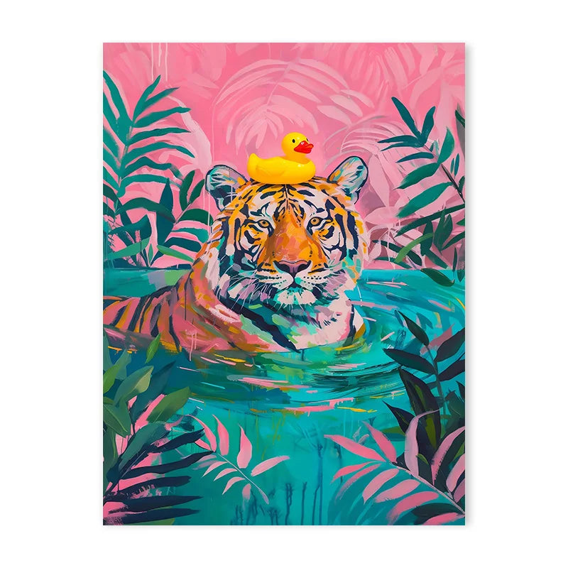 Colorful Bathtub Animal Tiger Zebra Black Cat Aesthetic Canvas Painting Nordic Bathroom Wall Art Poster Living Room Home Decor