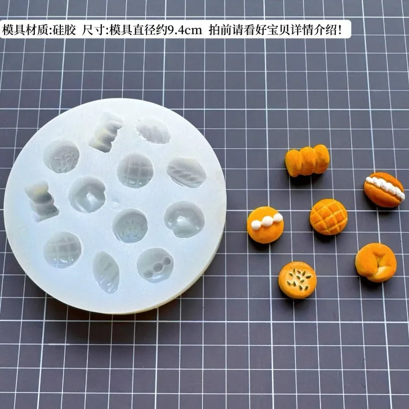 Miniature Food Toy Simulation Bread Silicone Mold DIY Dollhouse Croissant/waffle/baguette/wagashi Quick Modeling Clay Mold