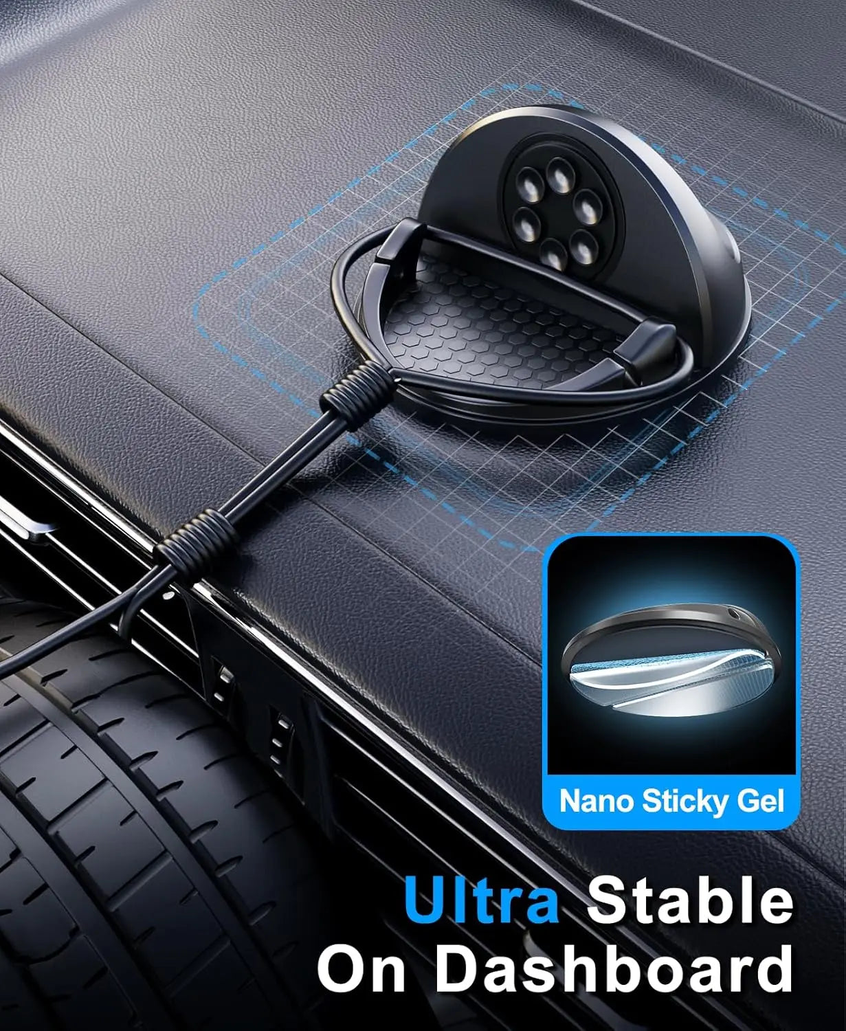 Car Phone Holder Wireless Charger Non-Slip,Mobile Phone Fast Wireless Charger for iPhone15W Wireless Car Charger Dashboard