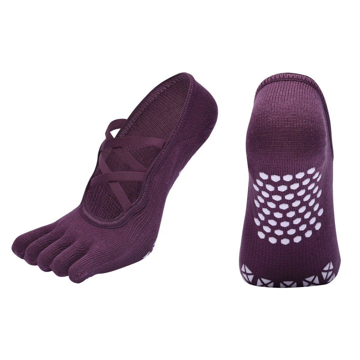 Women Bandage Breathable Pilates Socks Ladies Anti-slip Cotton Backless Sock Five Toes Ballet Dance Fitness Workout Sports Socks