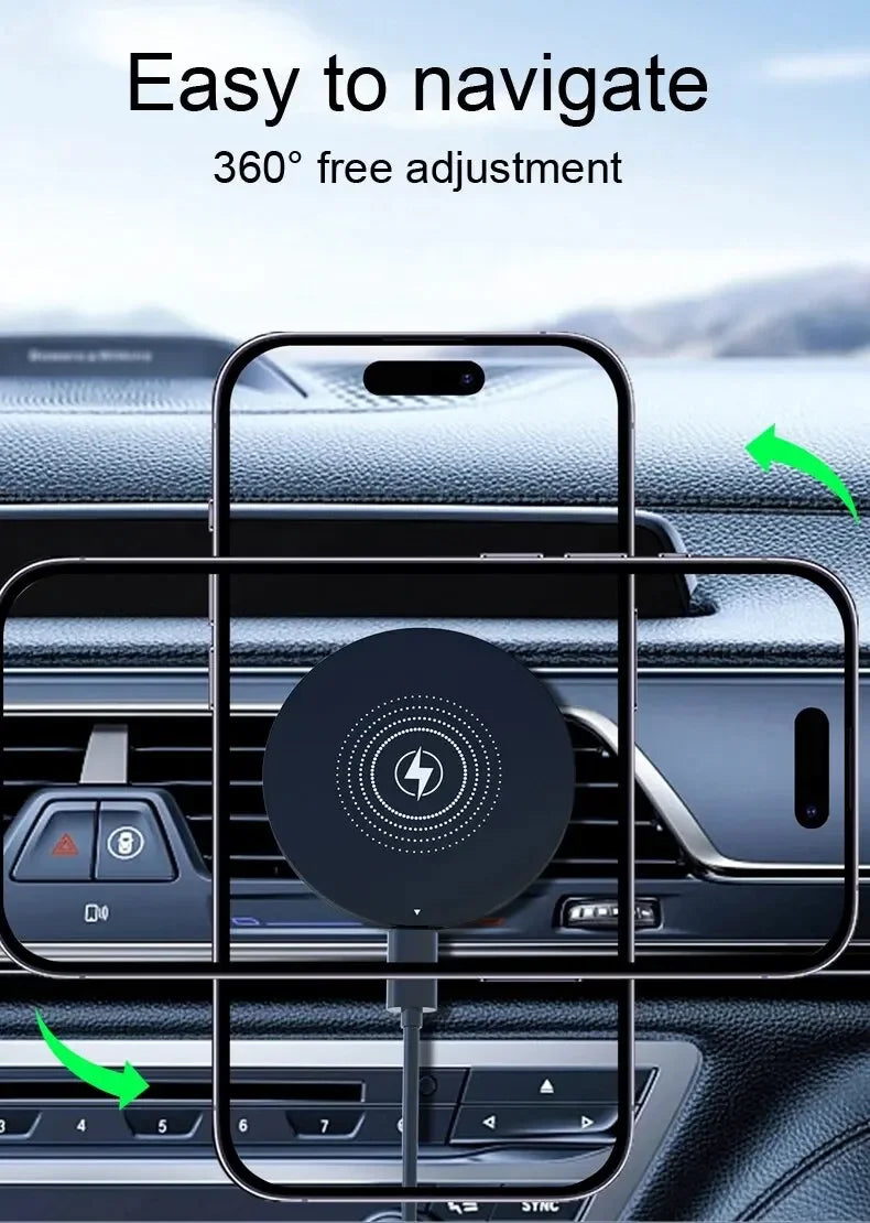Magnetic Car Wireless Charger Magnet Fast Charging Station Car Phone Holder Mount for iPhone 17 16 15 14 13 Pro Max Min Macsafe