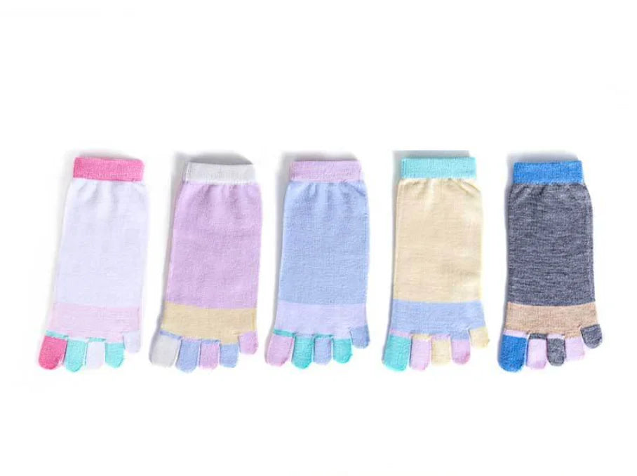 1/5Pairs Women Sports Toe Socks with Separate Fingers High Tube Five Finger Cotton Crew Socks Yoga High Quality